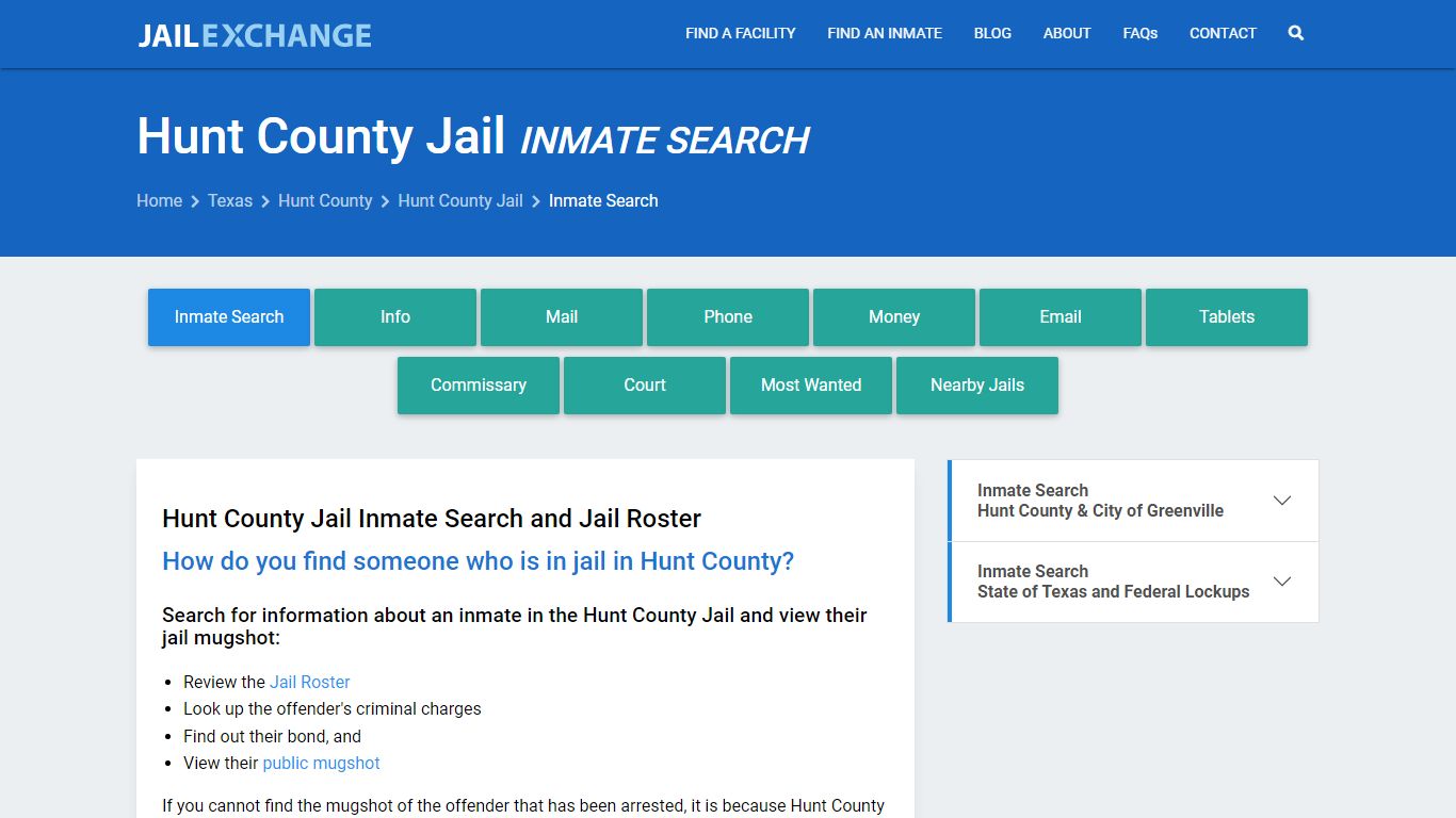 Inmate Search: Roster & Mugshots - Hunt County Jail, TX